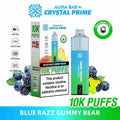 Crystal Prime Aura Bar 10000 Box of 5 - Prefilled Pod Kit - Flavour Blue Razz Gummy Bear available at UK Vaper Wholesale