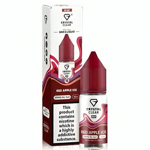 Crystal Clear Nic Salt 10ml Pack of 10, Red Apple Ice Flavour 