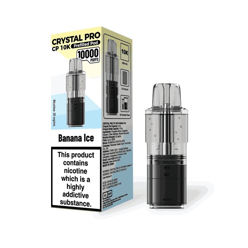 Crystal Pro CP 10k Replacement Pods Box f 5, Banana Ice Flavour  
