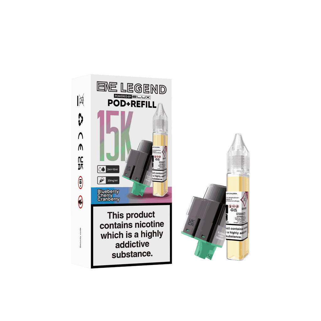 Elux ENE Legend 15k Replacement Pods Pack of 5 - Wholesale Price ! with Blueberry Cherry Raspberry flavour