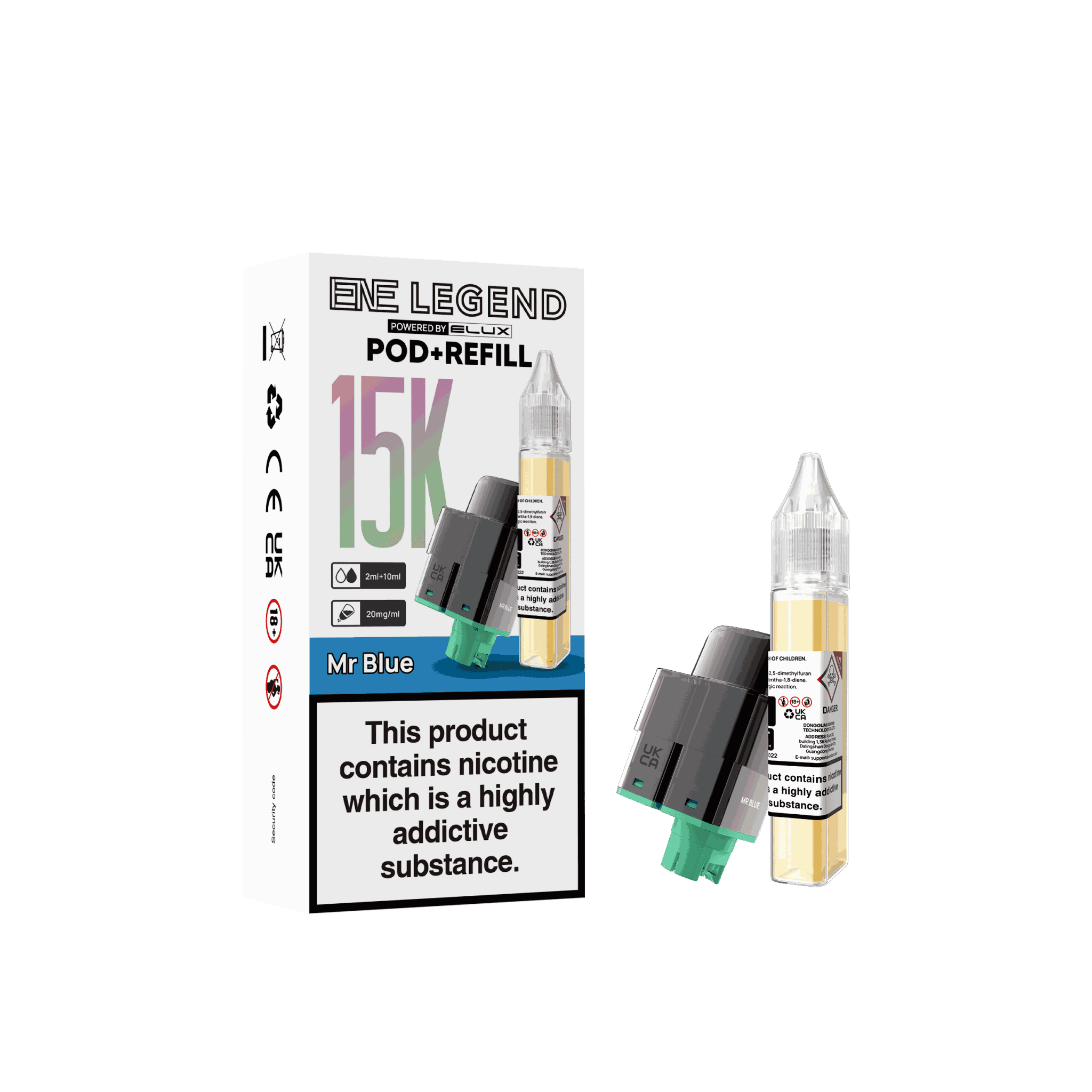 Elux ENE Legend 15k Replacement Pods Pack of 5 - Wholesale Price ! with Mr Blue flavour