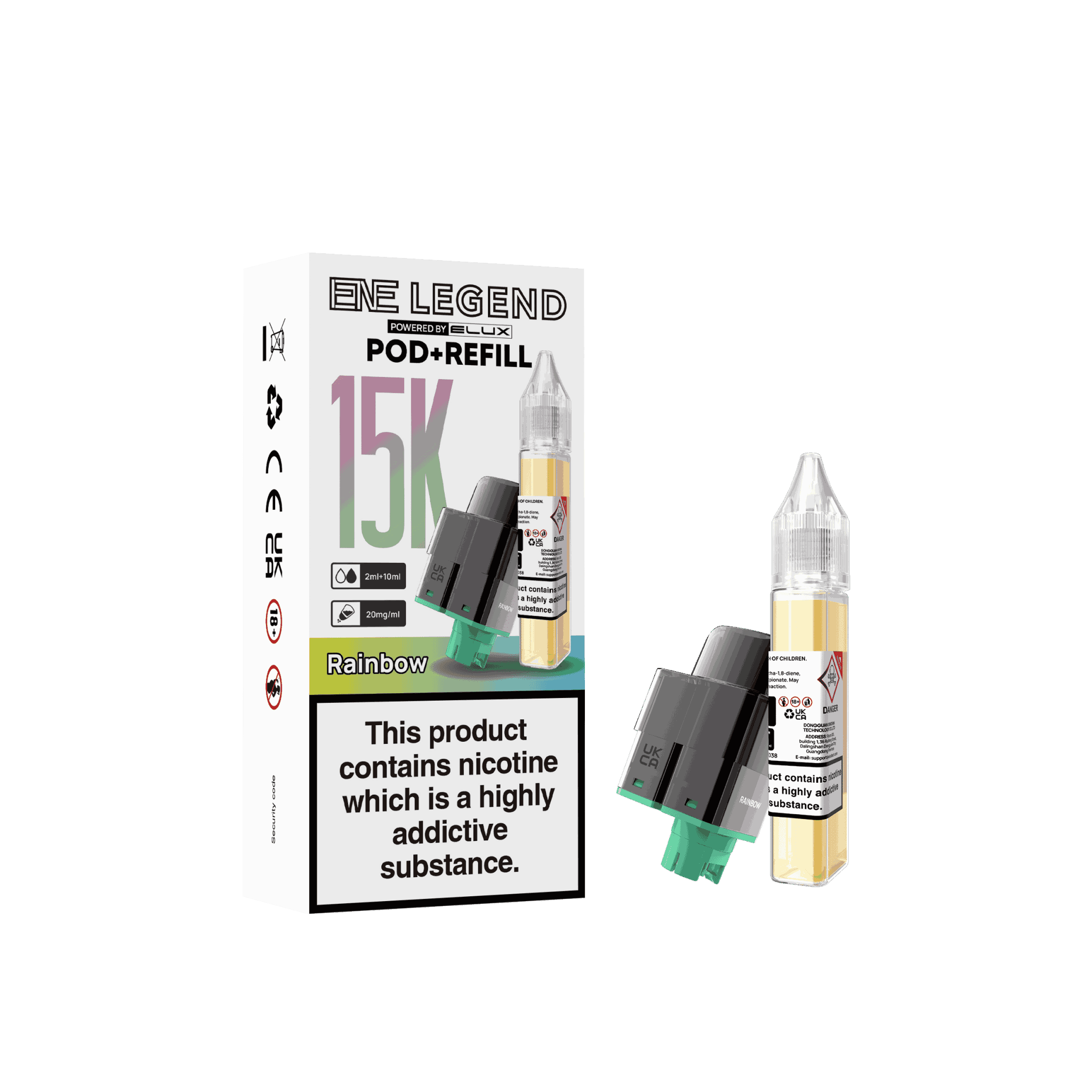 Elux ENE Legend 15k Replacement Pods Pack of 5 - Wholesale Price ! with Rainbow flavour