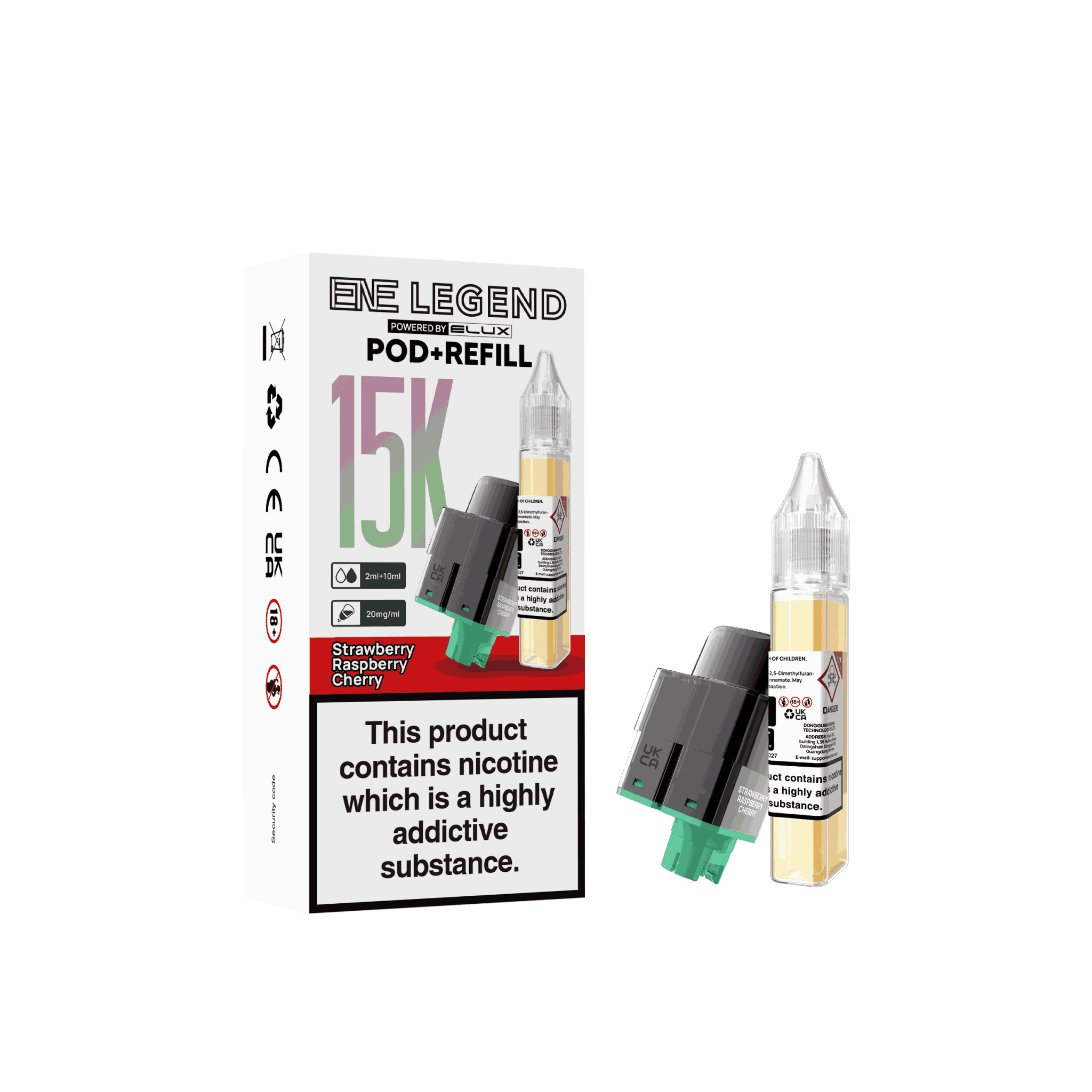 Elux ENE Legend 15k Replacement Pods Pack of 5 - Wholesale Price ! with Strawberry Raspberry Cherry flavour