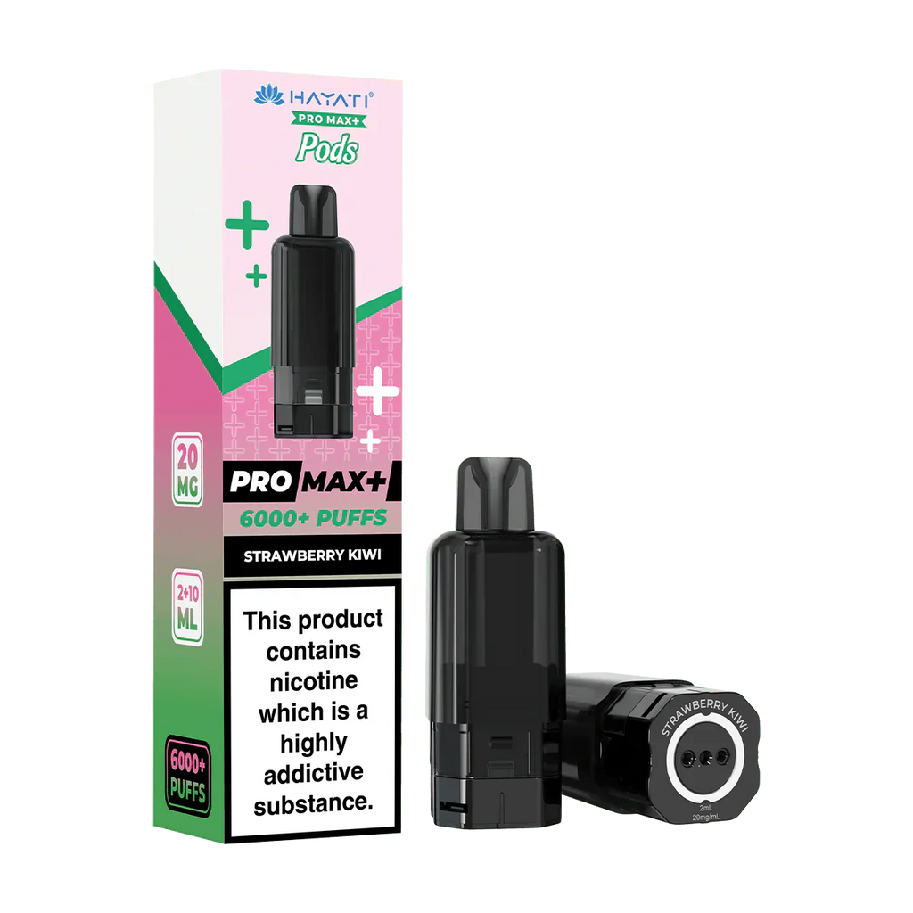 Hayati Pro Max Plus 6000 Puffs Prefilled Pods Box Of 5, Strawberry Kiwi Flavour