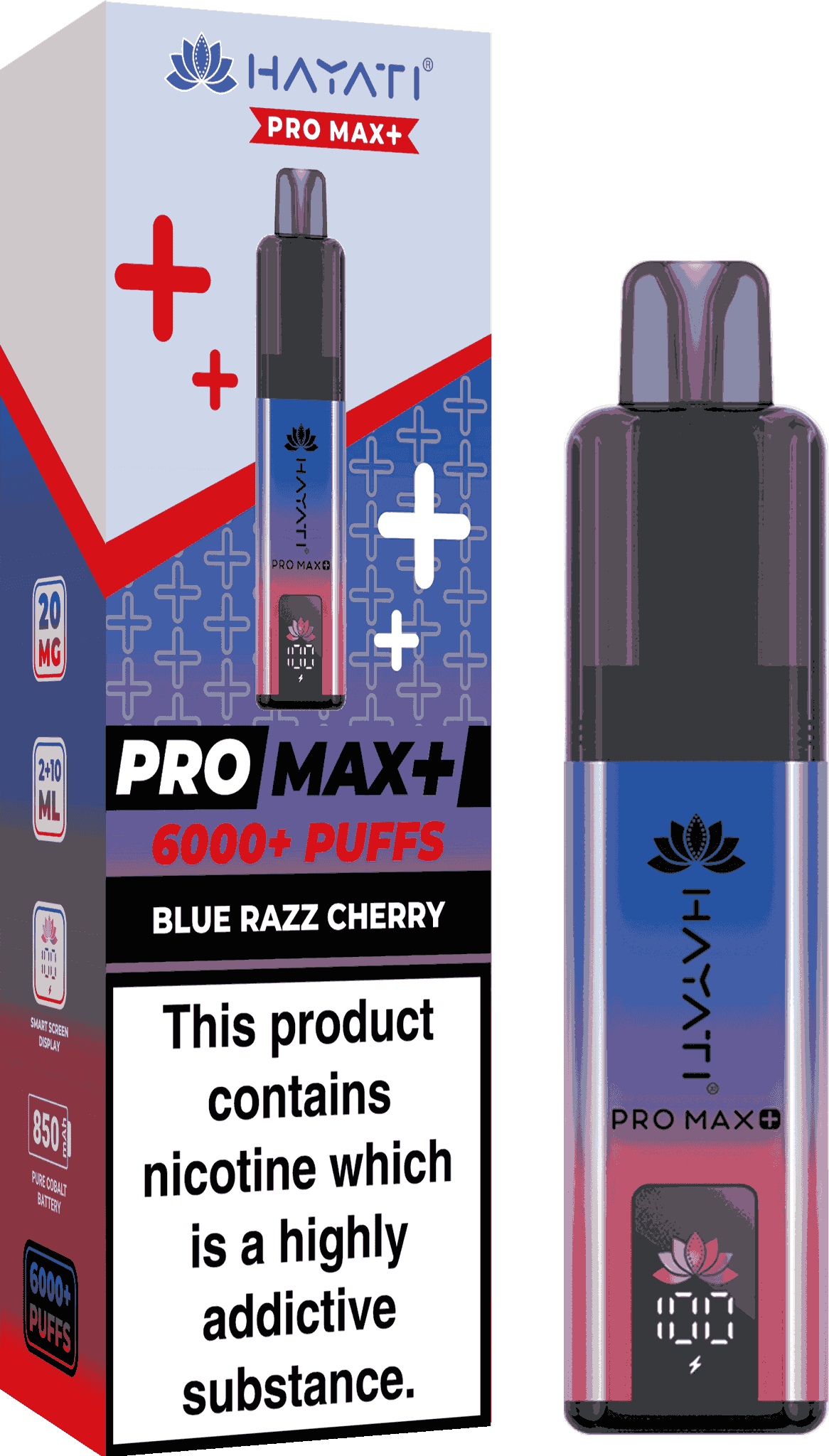 Hayati Pro Max Plus 6000 Vape Box of 5 - Blue Razz Cherry Flavour