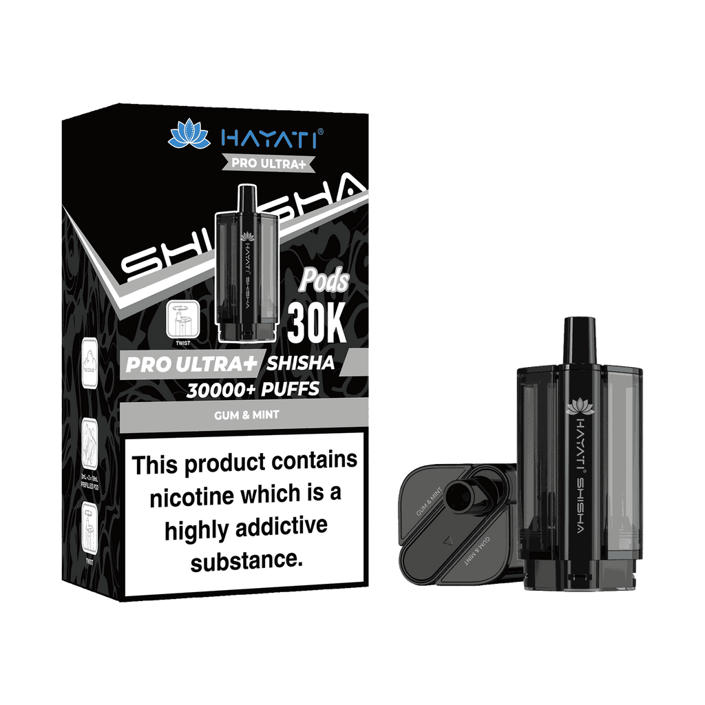 Hayati Pro Ultra Plus Shisha 30k Prefilled Pods Box of 5 - Wholesale Price ! with Gum and Mint flavour