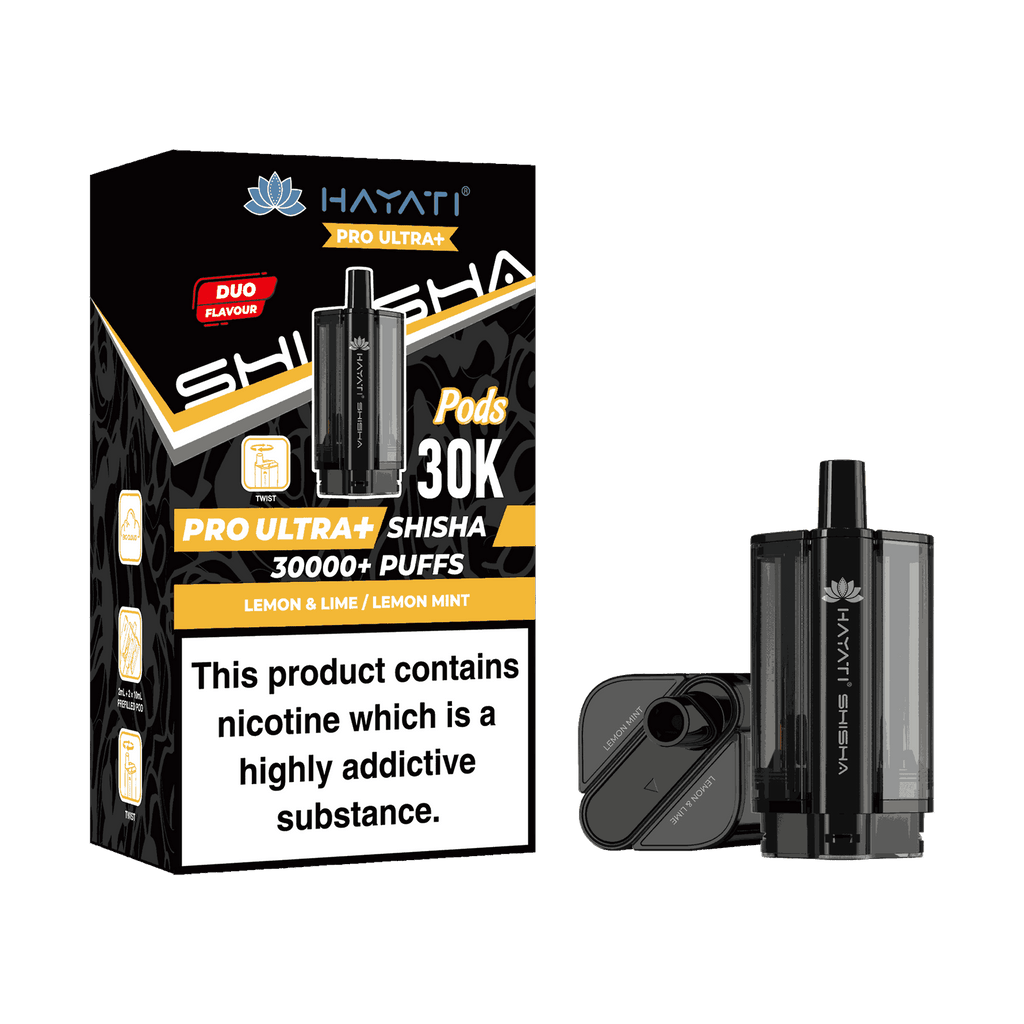 Hayati Pro Ultra Plus Shisha 30k Prefilled Pods Box of 5 - Wholesale Price ! with Lemon Lime and Lemon Mint flavour