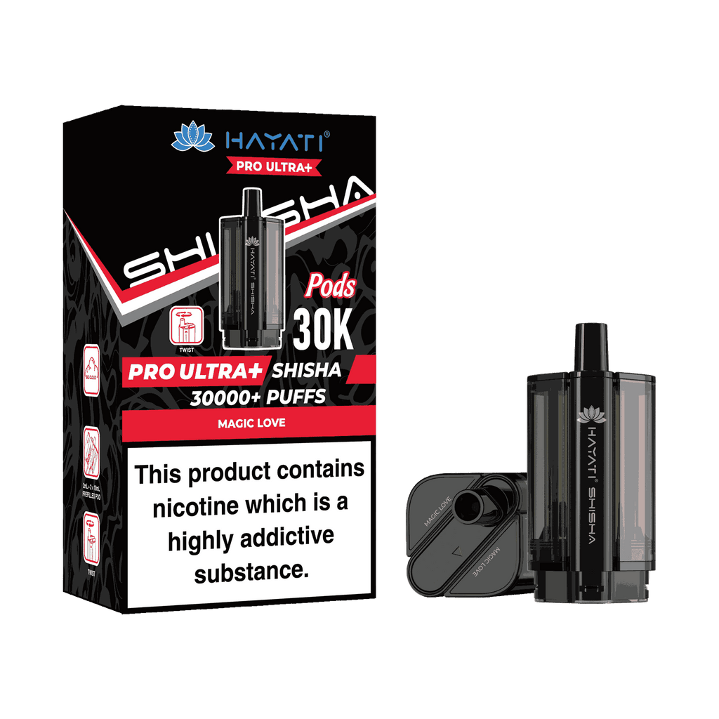 Hayati Pro Ultra Plus Shisha 30k Prefilled Pods Box of 5 - with Magic Love flavour  Wholesale Price !
