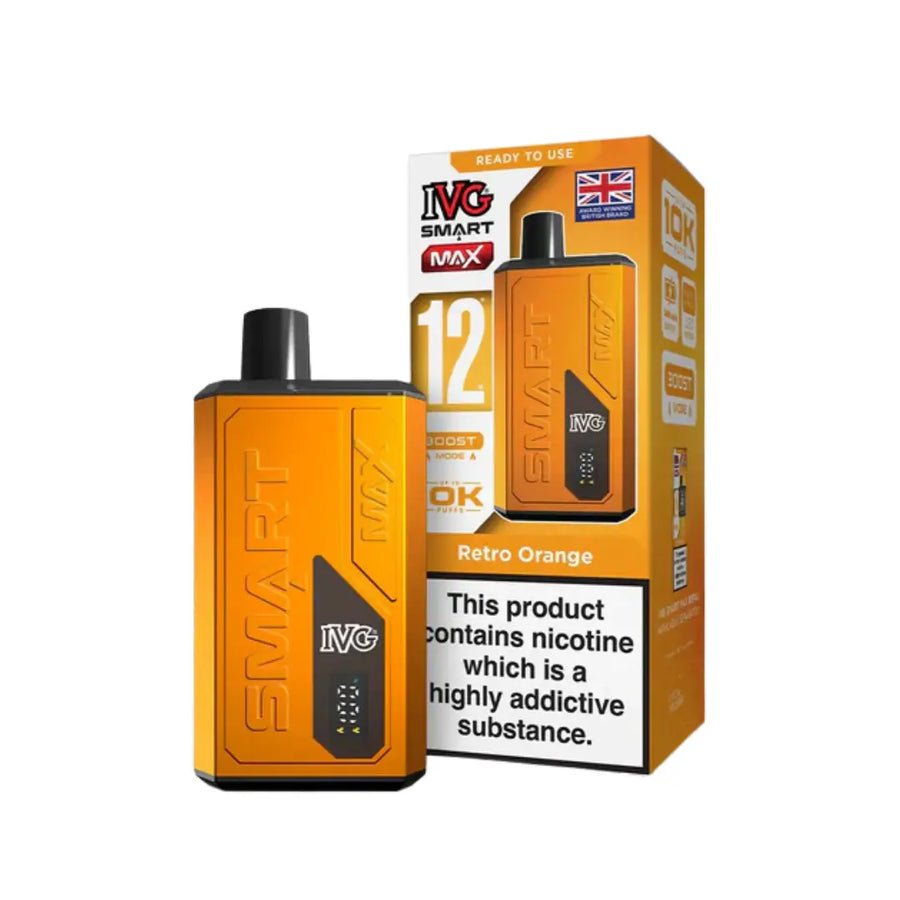 IVG Smart Max 10000 Prefilled Pod Vape Kit - Box of 5 available in Retro Orange 
