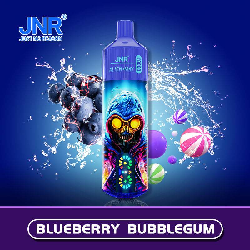 JNR Alien Max 18000 Disposable Vape Box of 10 with Blueberry Bubblegum flavour