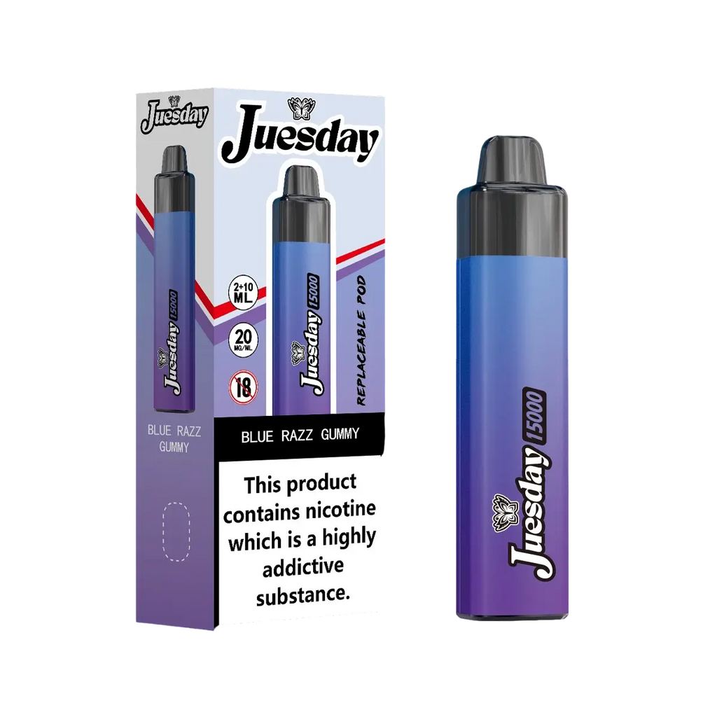 Image Of Juesday 15000 Puffs Prefilled Vape Kit - Box of 10-With Blue Razz Gummy