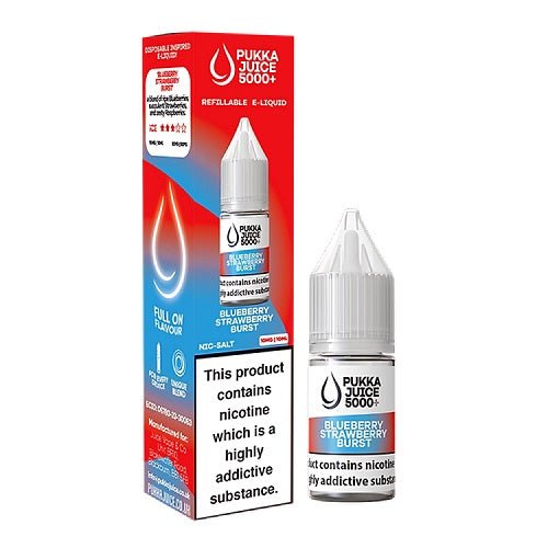 Pukka Juice 5000 Nic Salt Box of 10 Available In Blueberry Strawberry Burst Flavour 